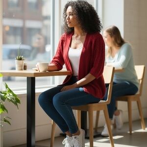 Calvin Klein Jeans Red Knit Cardigan